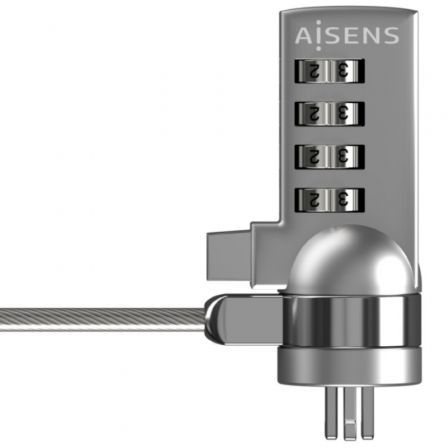 Aisens Cable de Seguridad con Cerradura de Combinación ASLK-D40N01-SL 1.5m Plata